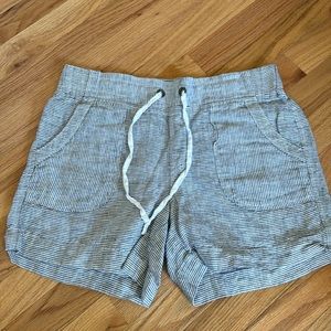 Athleta blue/white Striped Linen Shorts